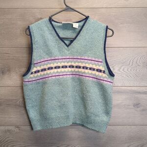 Northcrest 100% Wool V Neck Vest Girls Size XL